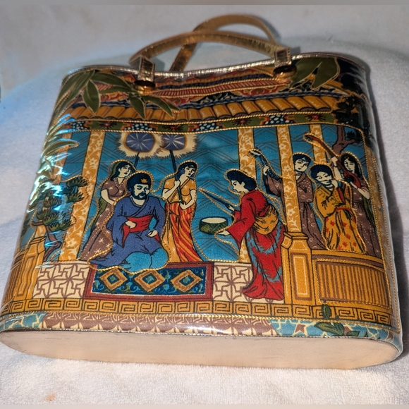 Vintage Delill Quilted Persian Scene Tote Bag . - Picture 9 of 11